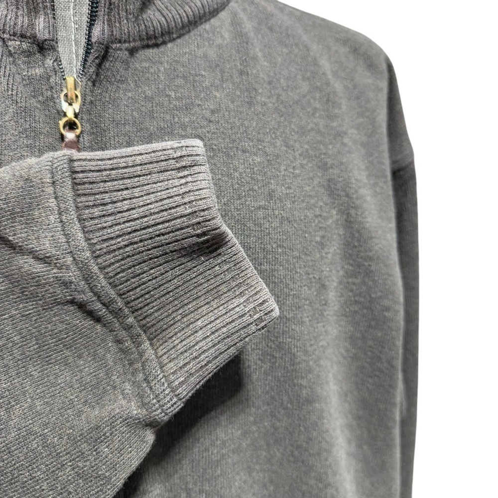 LL Bean Gray Zip Cardigan Jacket Mens XL Cotton Mock Neck Office Neutral Classic - Picture 4 of 11
